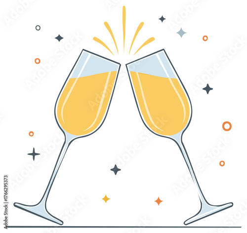 Clinking Champagne Glasses Making a Toast for a Festive Celebration