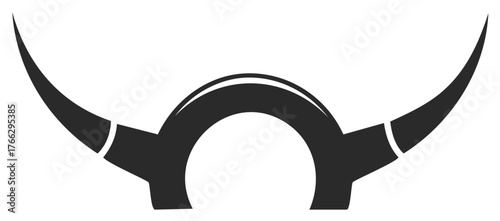 Minimalist Black and White Horns Vector Graphic Isolated Element Graphic Silhouette Tattoo Design Art
