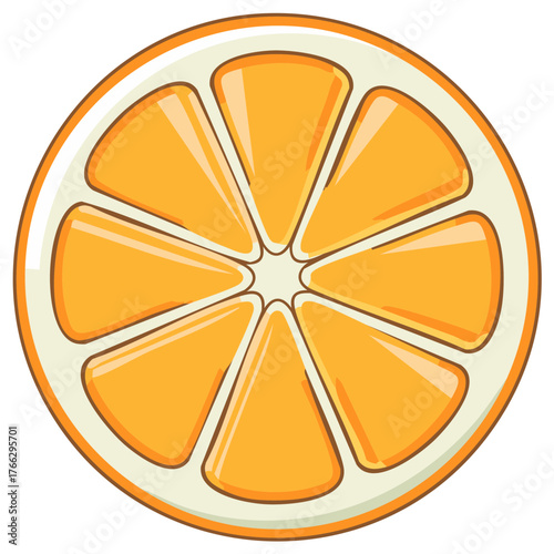 Vivid Orange Slice Graphic, Cartoon Citrus Fruit, Summer Food Design Element, Healthy Vegetarian Ingredient