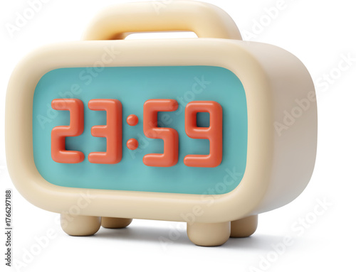 3D Vector Digital Clock Icon for Happy New Year, Time Management and Deadline Concept.