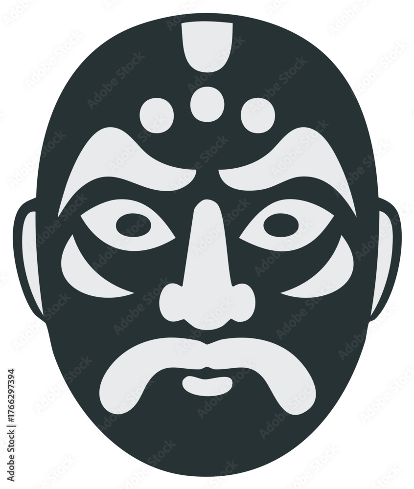 Obraz premium Stylized Asian Theatrical Mask Face Illustration Cultural Performance Character Icon