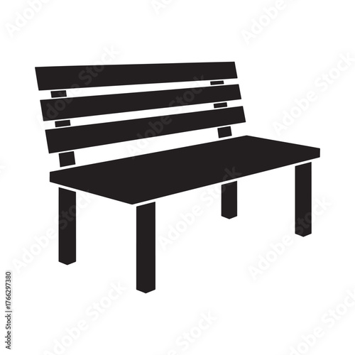 Classic wooden park bench silhouette for outdoor seating design