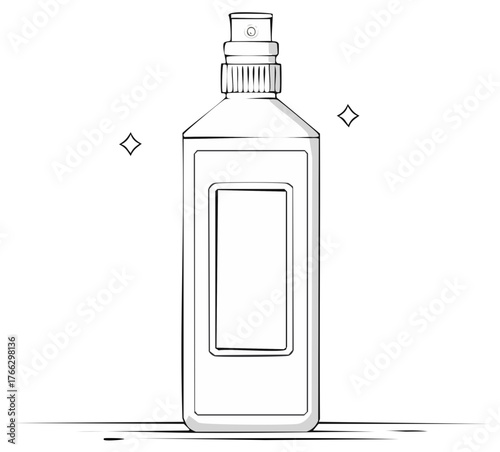Elegant Hand Drawn Outline of Sanitizer Spray Bottle with Highlights