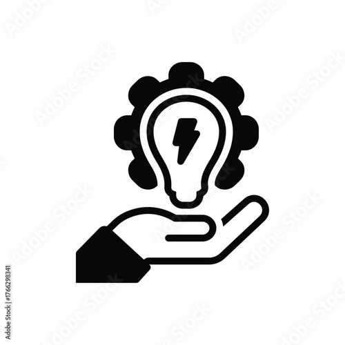 Black solid icon for electrical efficiency