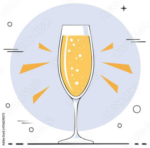 Celebration toast illustration glass of sparkling wine festive drink concept