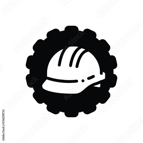Black solid icon for hard hat hero