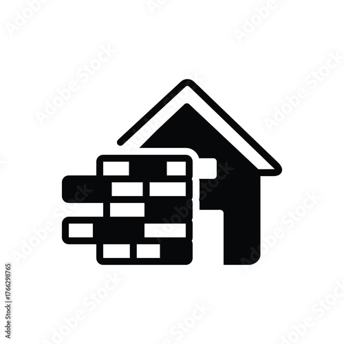 Black solid icon for house raising