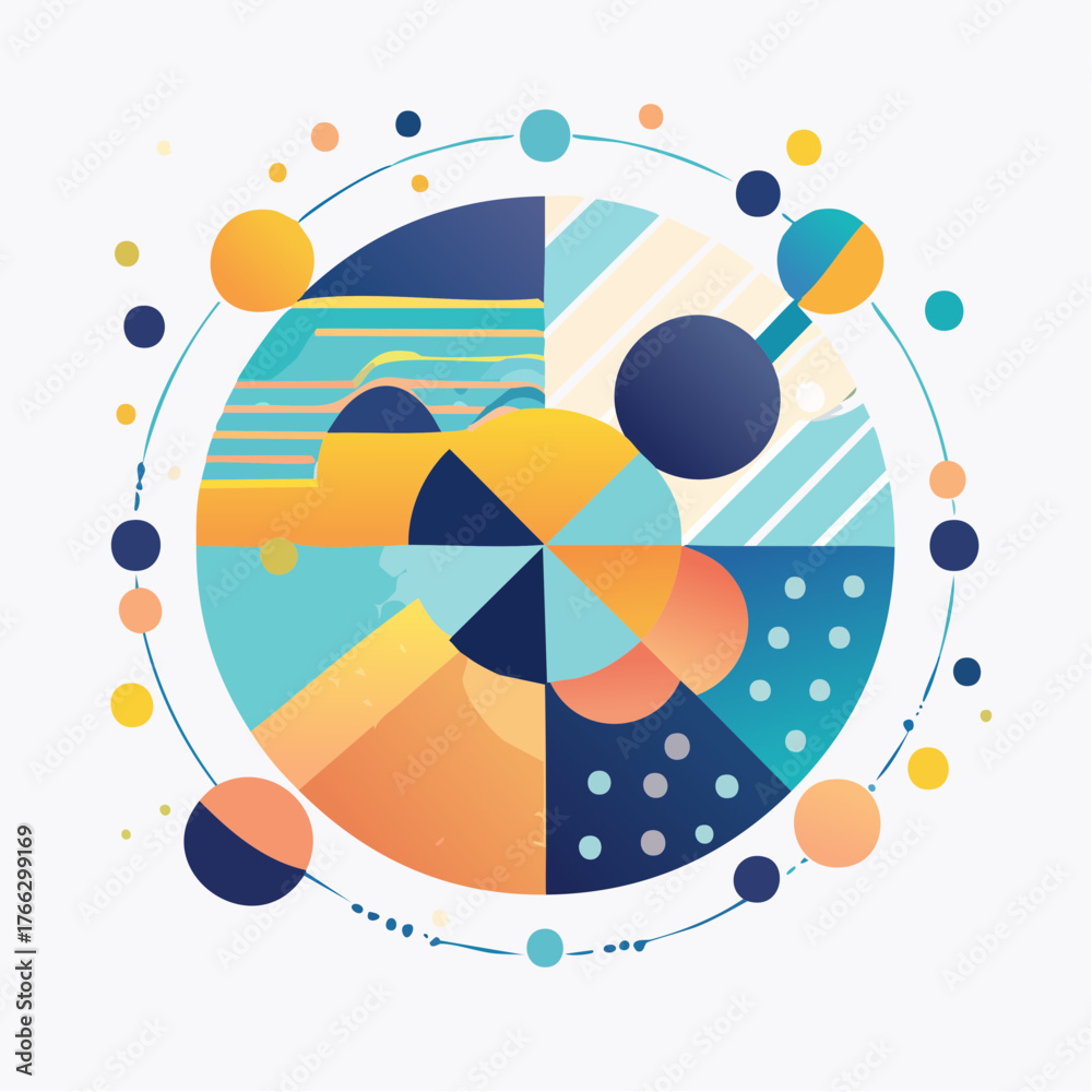 Obraz premium abstract vector illustration with spheres and geometric pattern