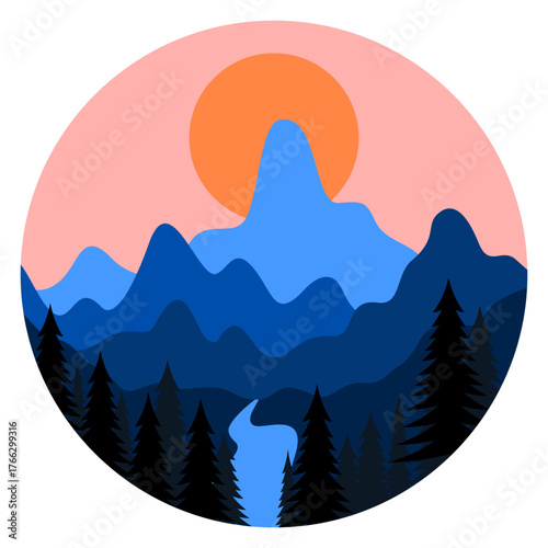 mountain landscape vector illustration. Suit for t-shirt, sticker, wallpaper, etc.