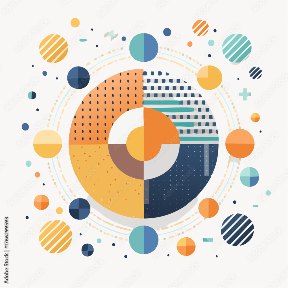 Fototapeta premium abstract vector illustration with spheres and geometric pattern