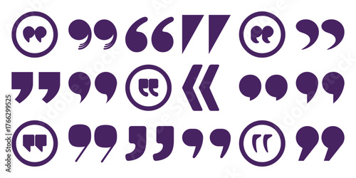 Collection of Purple Quotation Mark Icons and Symbols