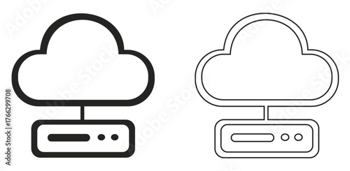 Server Database Control icon filled and outline. Vector illustration.