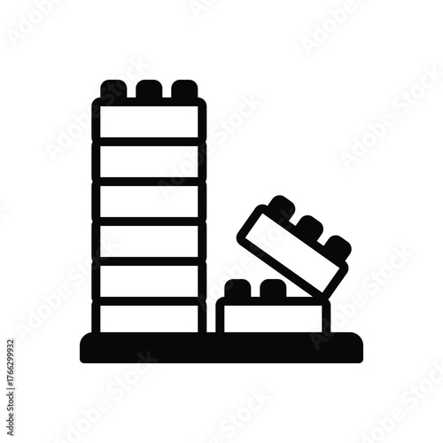 Black solid icon for building blocks