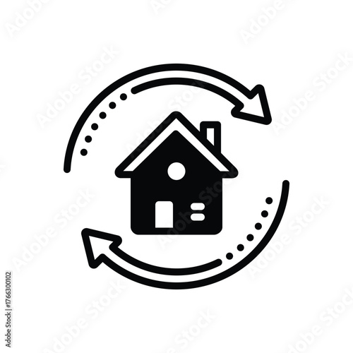 Black solid icon for dwelling development