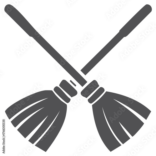 Two Crossed Broomsticks Glyph Witchcraft and Housekeeping Symbol