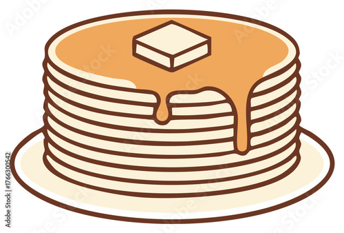 Stack of pancakes with butter and syrup, breakfast food, delicious meal concept