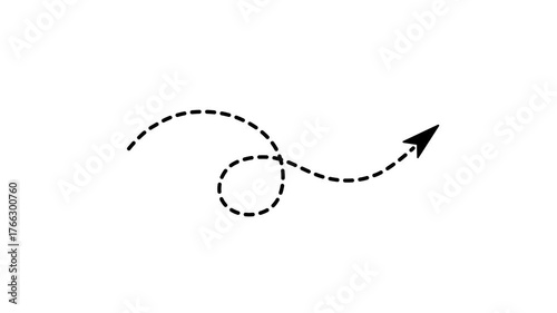 Transparent background dotted arrow animation for creative direction, progress, and motion graphic compositions.
