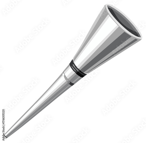 Vector Illustration of Gray Metal Ornate Blowpipe Smoking Tool with Dark Accents