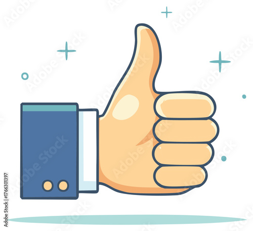 Cartoon Hand Gesturing Thumbs Up Wearing Formal Business Suit Sleeve Positive Approval Excellent Sign