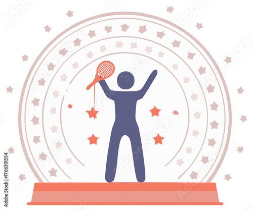 Abstract Tennis Champion: Player, Racket, Victory, Stars, Achievement, Winner