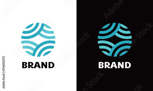 Modern circular blue logo with layered wave lines forming a globe-like pattern, symbolizing water, balance, and connectivity.