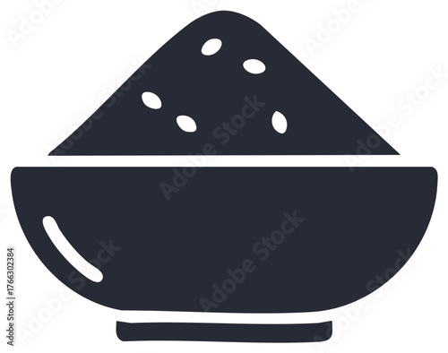Stylized Bowl with Grains or Seeds Stacked High A Minimalist Food Icon