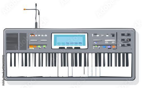 Electronic Keyboard Musical Instrument with Screen and Controls