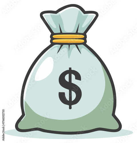 Bag of money with dollar sign symbol and tie closed