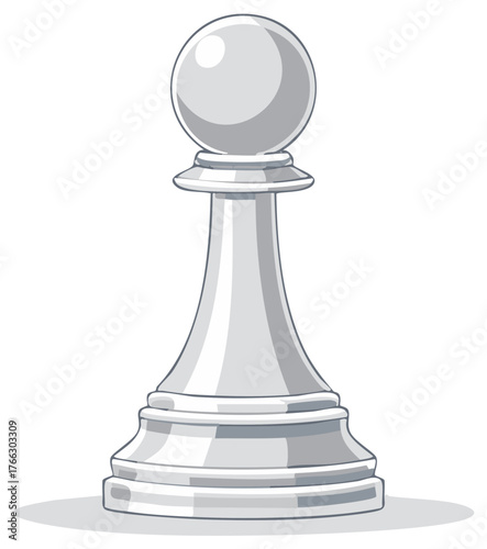 White Chess Pawn Piece Illustration for Strategy, Business, and Game Concepts