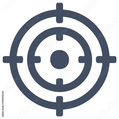 A precise target symbol displaying accuracy and focus, with concentric rings converging towards a central bullseye and crosshair