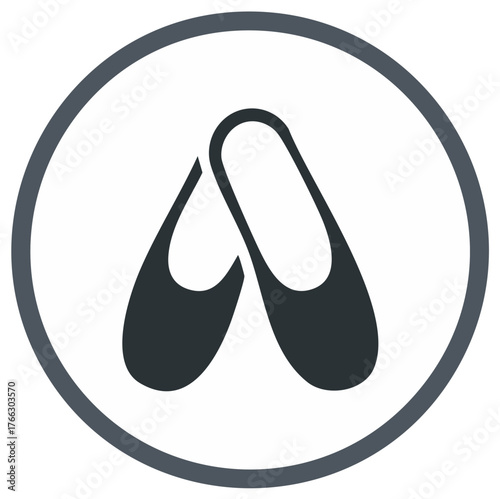 Ballet Shoes Icon in Gray Circle Ballerina Slippers Emblem Dance Footwear Symbol