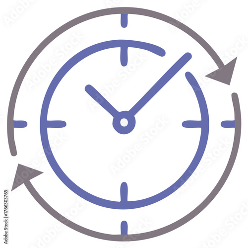Clock with Circular Arrows Symbolizing Time Management, History, and Renewal Process