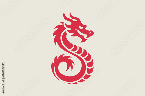 red dragon logo design vector illustration asian mythical creature symbol fantasy animal art icon