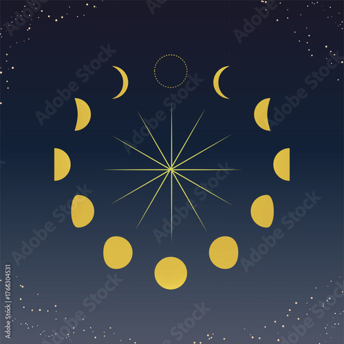 月の満ち欠けのイラスト