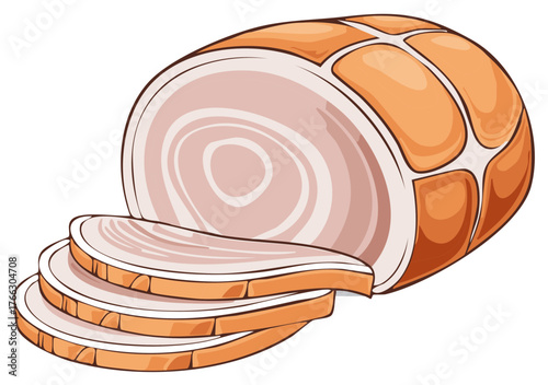 Rolled Roast Ham Sliced and Ready to Serve Deliciously Prepared Meat
