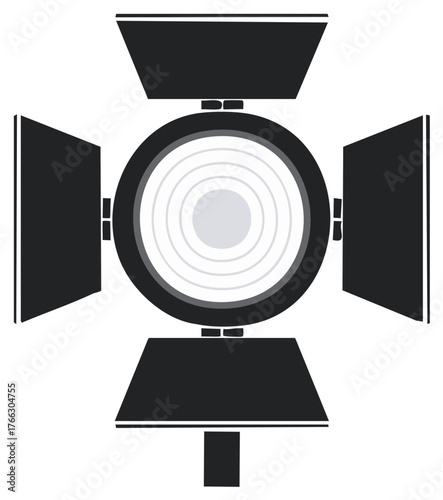 Studio stage light with barn doors vector illustration flat icon