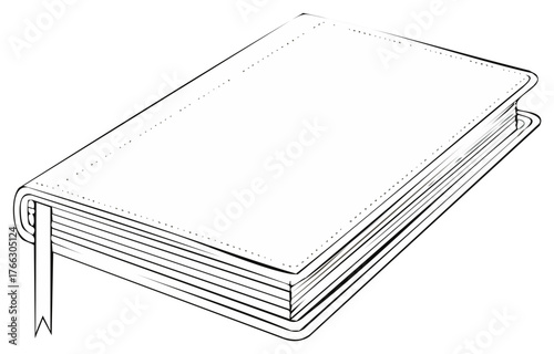 Classic hardcover book illustration with a page marker minimalist design