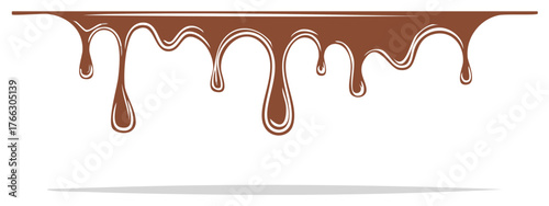 Rich Brown Chocolate Syrup Dripping Border Design Element for Sweet Food and Dessert Graphics