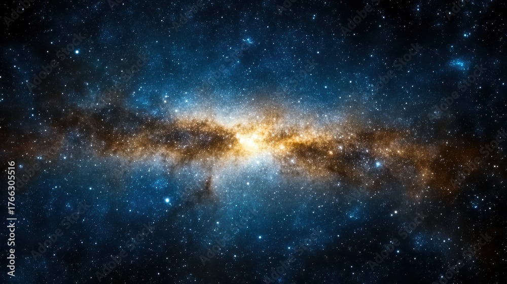 Fototapeta premium Galactic plane illuminated by stars and cosmic dust, showcasing vibrant colors and depth