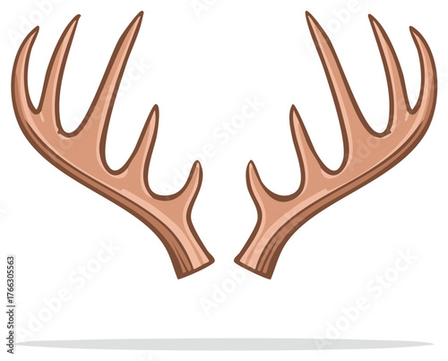 Brown Cartoon Deer Antlers on White
