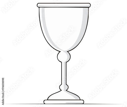 Elegant outlined chalice illustration for drinkware design, goblet for celebration, ritual object, glassware, or ornamental stemware