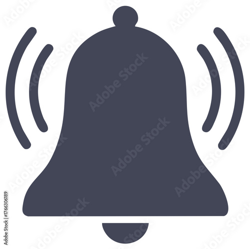 Elegant bell icon depicting alerting event or important alarm system, featuring visual sound waves emphasizing ringings