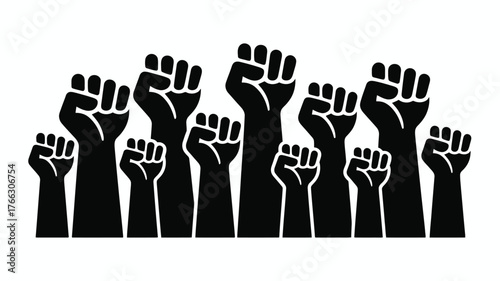 A Group of Black Fists Raised High in Protest, Solidarity, or Celebration Symbolism
