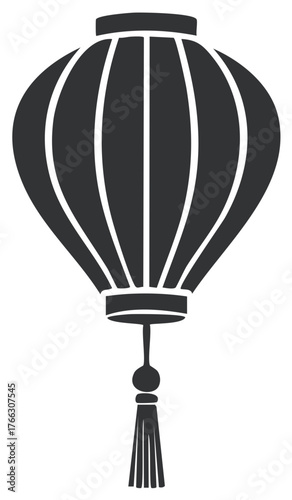 Elegant traditional Asian lantern silhouette with decorative tassel for cultural designs