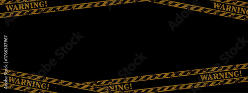 WARNING YELLOW STRIP AND LINE IN BLACK BACKGROUND