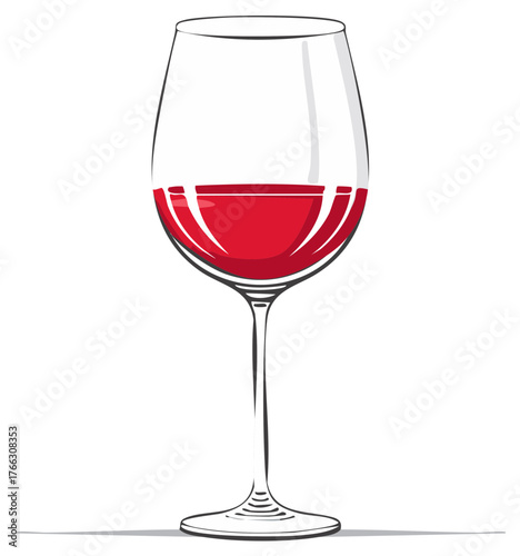 Stylized illustration of a red wine glass with a filled crimson liquid.