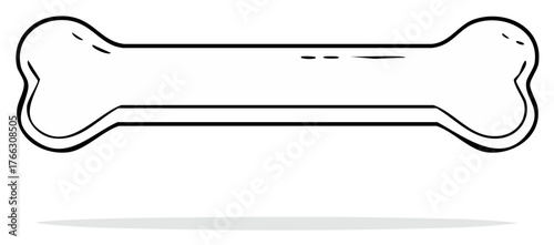 Cartoon Dog Bone with Black Outline on White Background for Animal Food Treat Packaging Designs