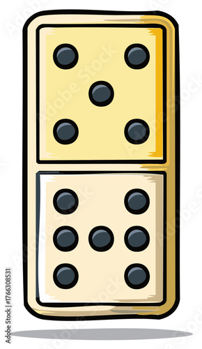 Single Domino Tile Illustration Five and Six Spots Game Piece