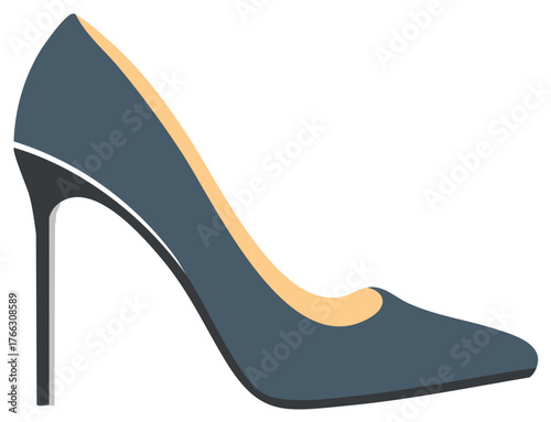 Elegant navy high heel shoe for women fashion style with tan lining footwear clothing