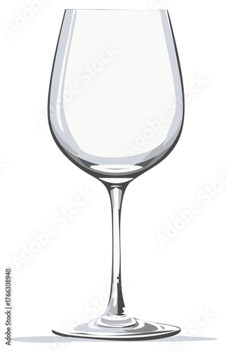 Elegant clear glass for wine on a white background a clean and simple beverage container